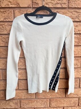 4/$25 • Zara Knit Ribbed Zip Detail Long Sleeve Top
